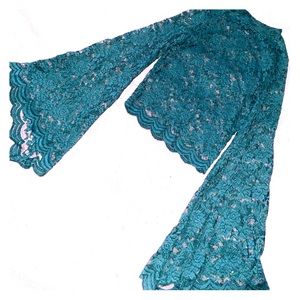 Forest green see through lace top